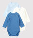 Lot de 3 bodies croisés manches longues bébé en coton biologique