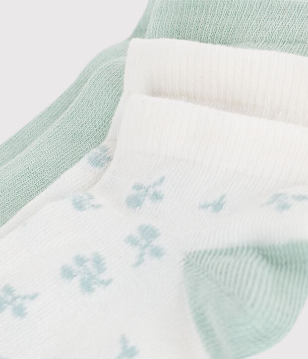 2 paires de chaussettes enfant fille en coton imprim&eacute; &agrave; fleurs multicouleur