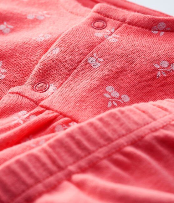 Robe legging à cerises bébé en tubique en coton biologique rose PEACHY/rose FLEUR