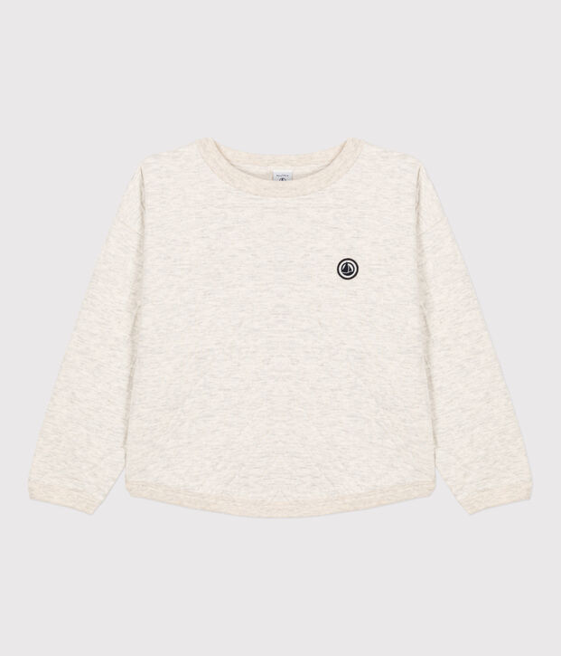 Sweatshirt en tubique matelass&eacute; enfant fille / gar&ccedil;on beige chin&eacute;