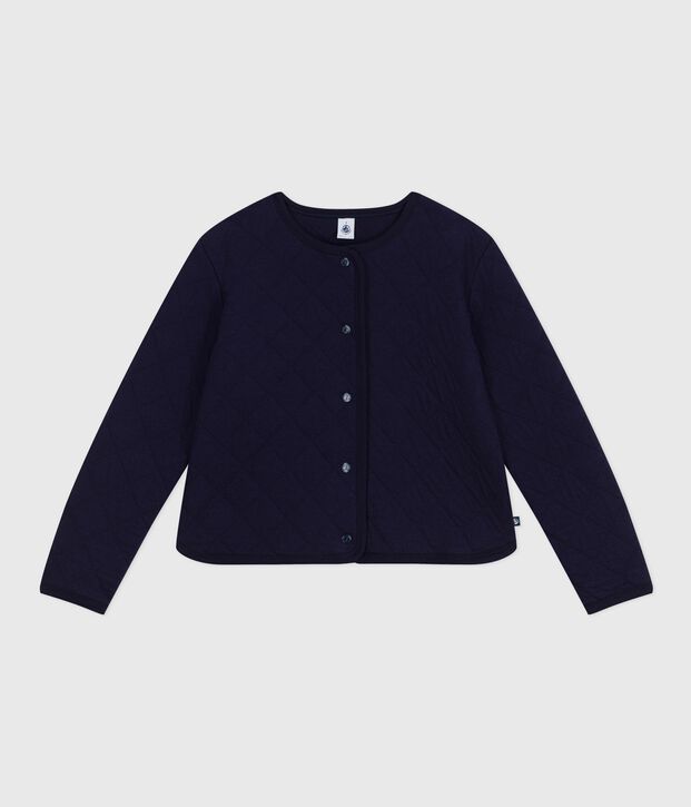 Cardigan femme en coton uni bleu marine