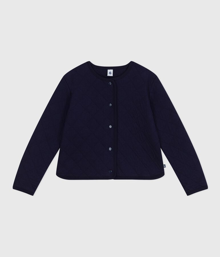 Cardigan femme en coton uni bleu