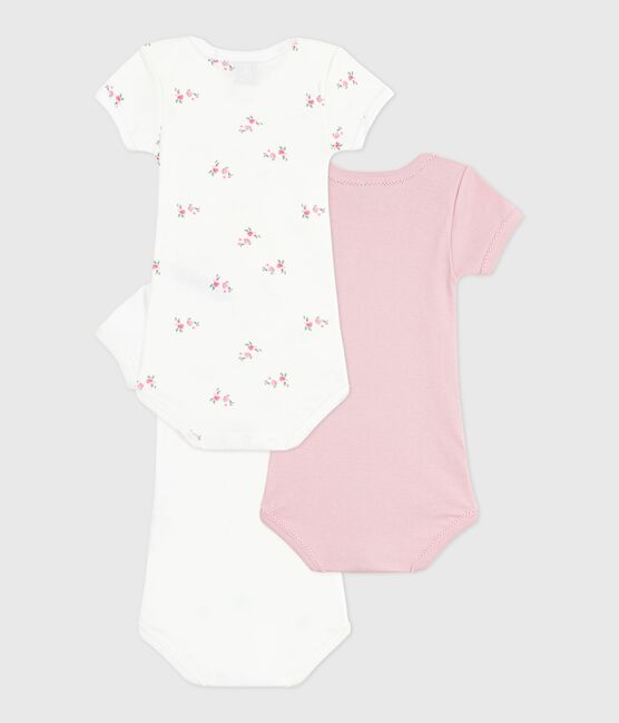 Setje van katoenen babyrompertjes met korte mouw en bloemenprint variante 1
