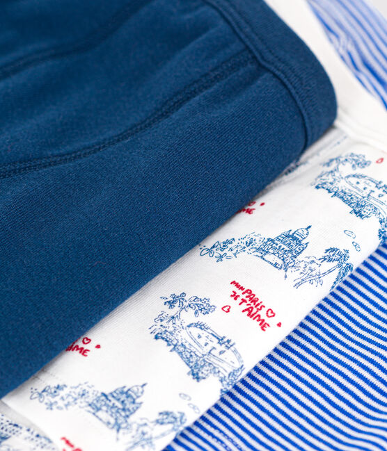 Lot de 3 boxers enfant en coton à ceinture colletée imprimé Paris variante 1