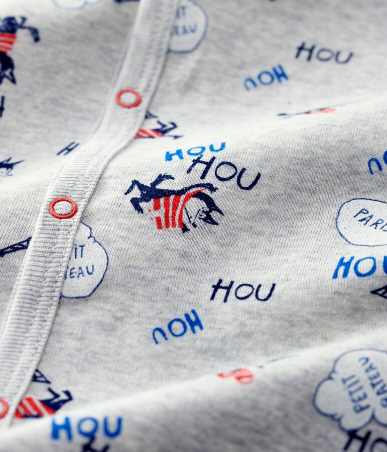 Dors-bien sans pieds b&eacute;b&eacute; Paris en coton biologique gris BELUGA/blanc MULTICO