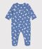 Fleece babypyjama met hartjesprint blauw/wit