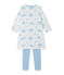 Chemise de nuit en velours imprimée et son legging blanc LAIT/bleu BLEU/ MULTICO