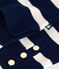 Gestreepte damestrui met opstaande kraag van wol en katoen blauw SOIR/ MARSHMALLOW