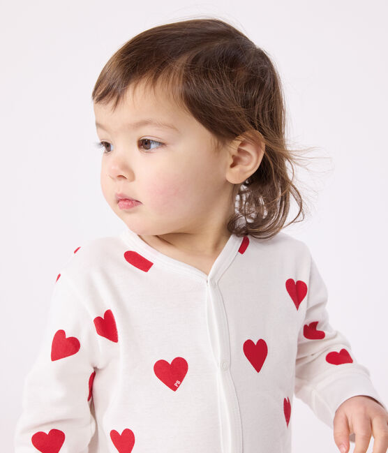 Dors-bien sans pieds cœur bébé en coton blanc MARSHMALLOW/rouge TERKUIT