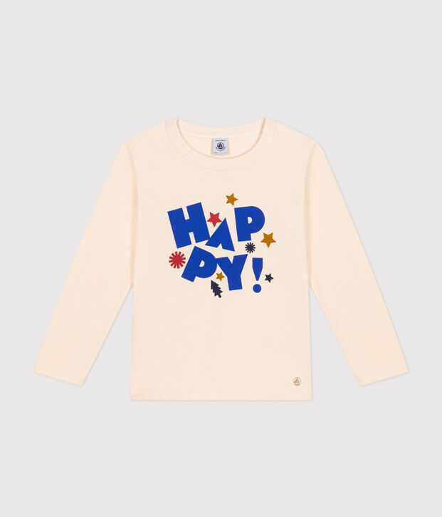 Tee-shirt manches longues en jersey fin enfant gar&ccedil;on &eacute;cru