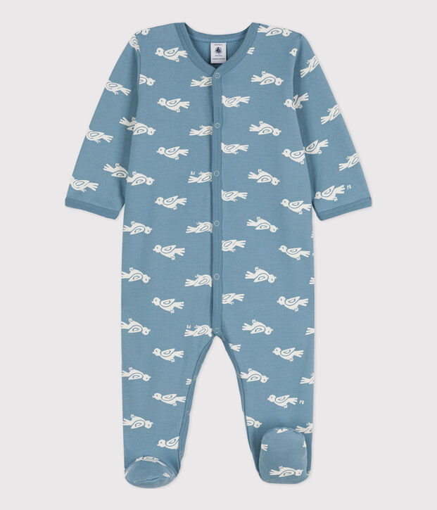Slaappakje in molton voor baby's blauw/ecru