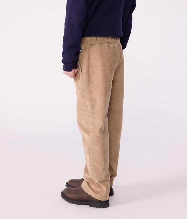Pantalon droit enfant en velours uni beige