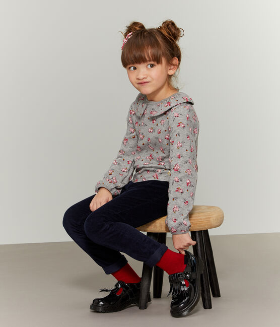 T-shirt lange mouwen meisjes grijs BELUGA/wit MULTICO