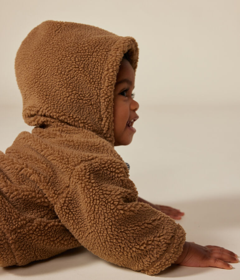 Veste &agrave; capuche en sherpa b&eacute;b&eacute; marron BRINDILLE