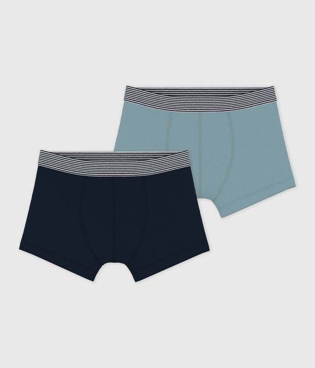 Lot de boxers enfant en coton et &eacute;lasthanne uni multicouleur