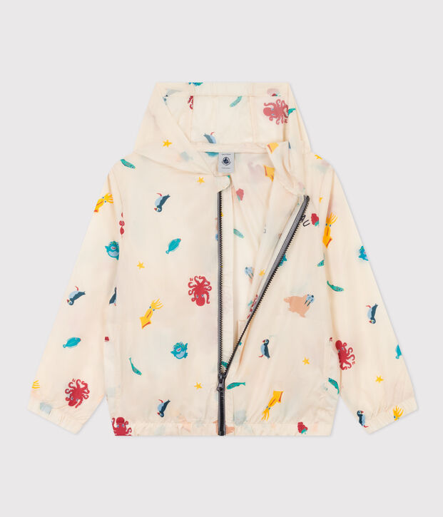 Coupe-vent, mati&egrave;re recycl&eacute;e enfant fille/gar&ccedil;on &eacute;cru/multicouleur