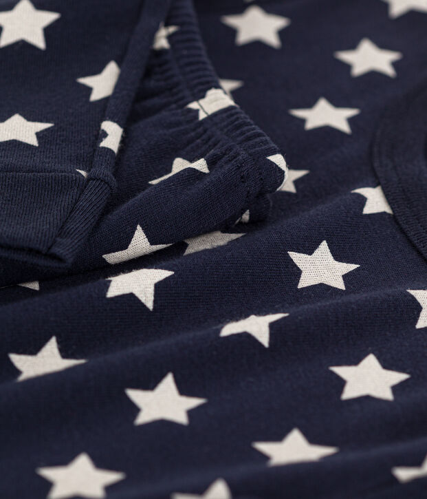 Pyjama ajust&eacute; &eacute;toiles en coton enfant bleu/blanc
