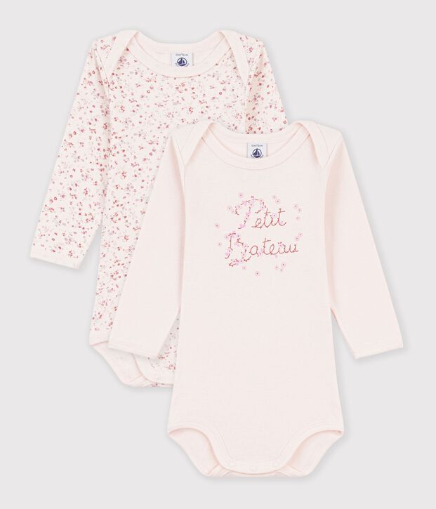Lot de 2 bodies manches longues en coton. multicouleur