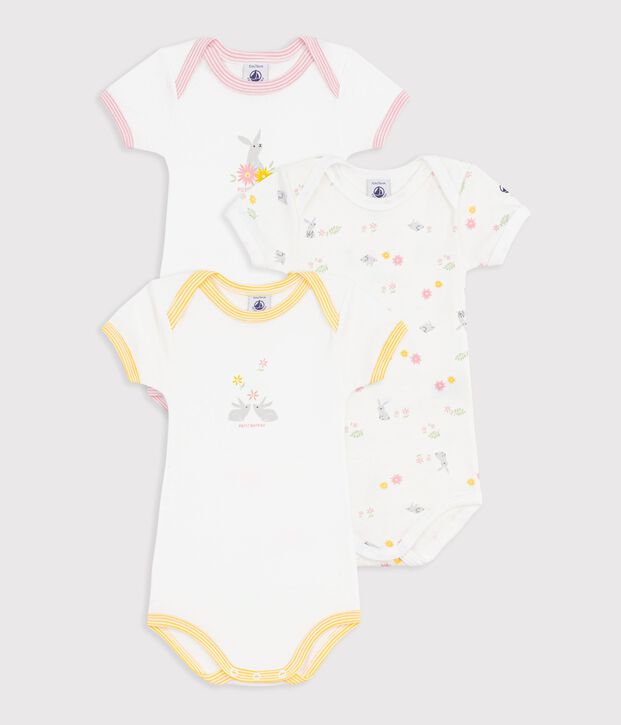 Lot de 3 bodies manches courtes en coton multicouleur