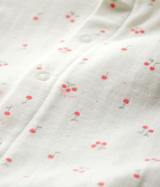 Bodyjama cerises bébé en tubique en coton biologique blanc MARSHMALLOW/blanc MULTICO