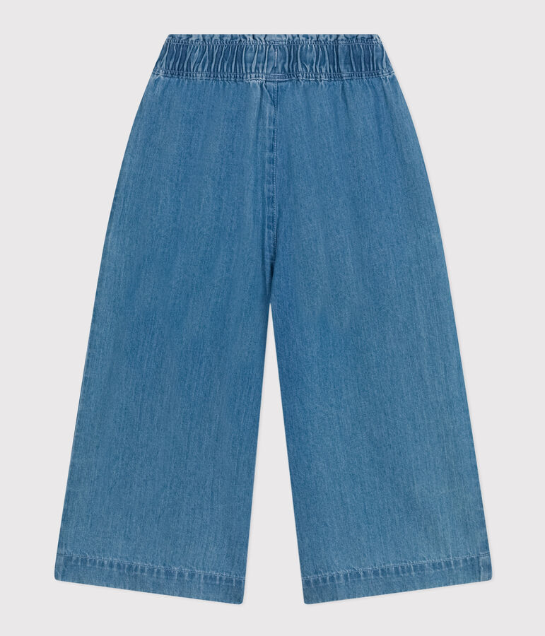 Pantalon large en denim l&eacute;ger enfant fille bleu