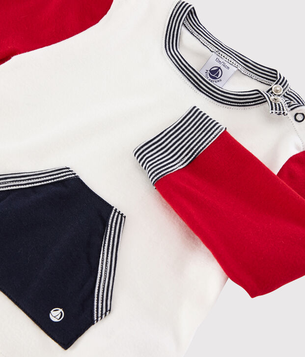 T-shirt colorblock babyjongen wit/rood