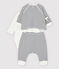 Set met 3 stuks in biologisch tubic voor baby's wit MARSHMALLOW/blauw SMOKING