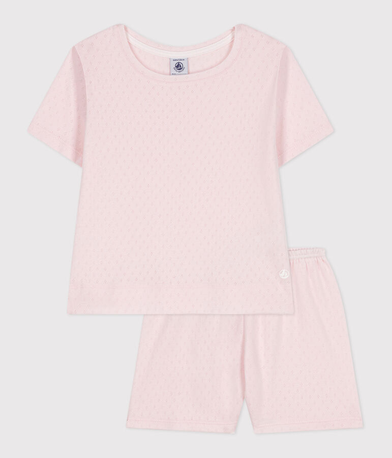 Pyjama short enfant en coton rose