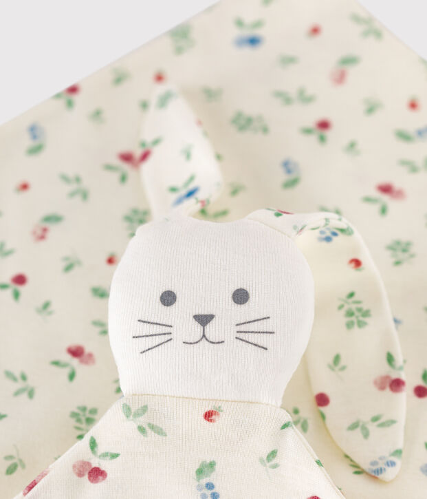 Katoenen babyknuffel met print wit/multicouleur