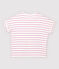 Gestreept dames-T-shirt van katoen/linnen wit MARSHMALLOW/roze BOHEME