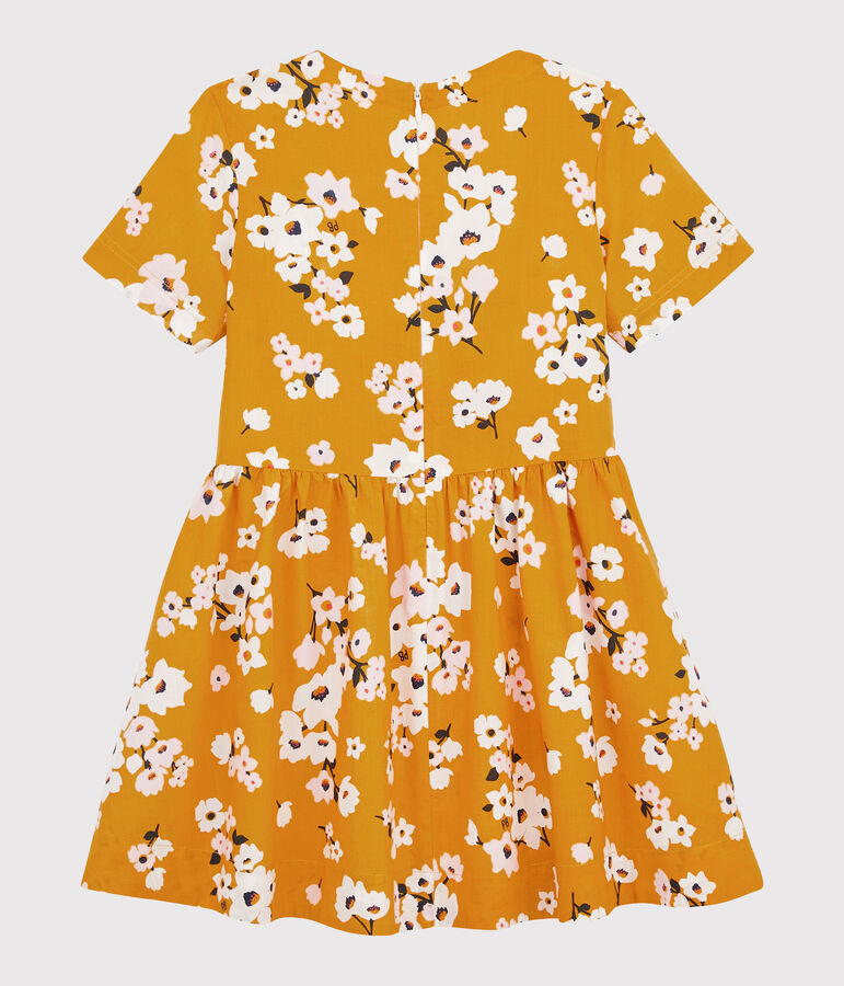 Robe manches courtes enfant fille jaune/multicouleur