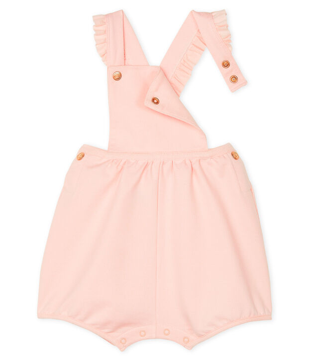 Salopette courte b&eacute;b&eacute; fille en molleton rose