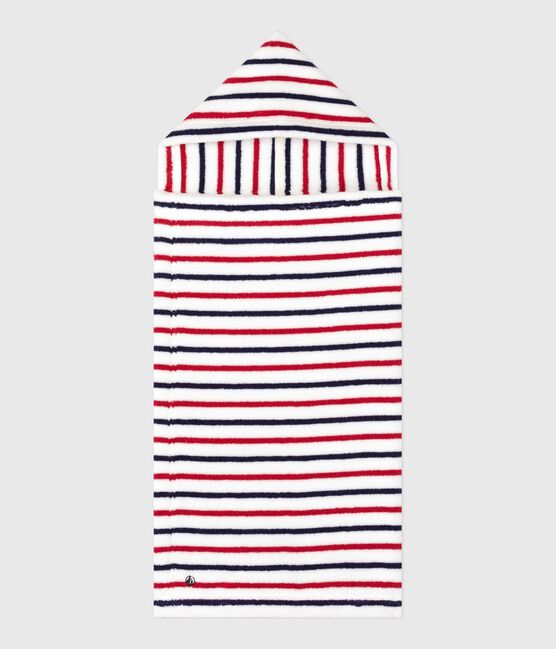Cape de bain bébé imprimée à rayures en éponge blanc MARSHMALLOW/blanc MULTICO