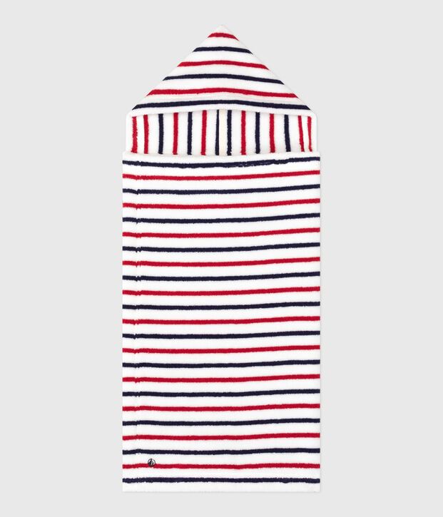 Cape de bain b&eacute;b&eacute; imprim&eacute;e &agrave; rayures en &eacute;ponge blanc/multicouleur