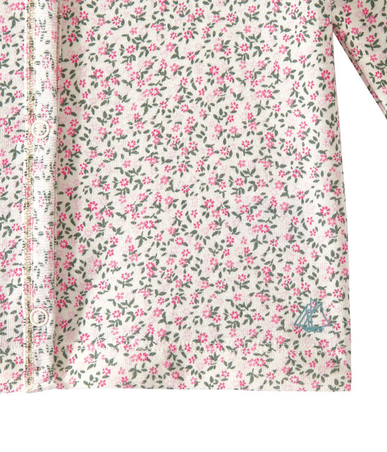 Cardigan fille imprimé blanc MARSHMALLOW/blanc MULTICO