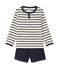 Driedelige jongenspyjama beige COQUILLE/blauw SMOKING