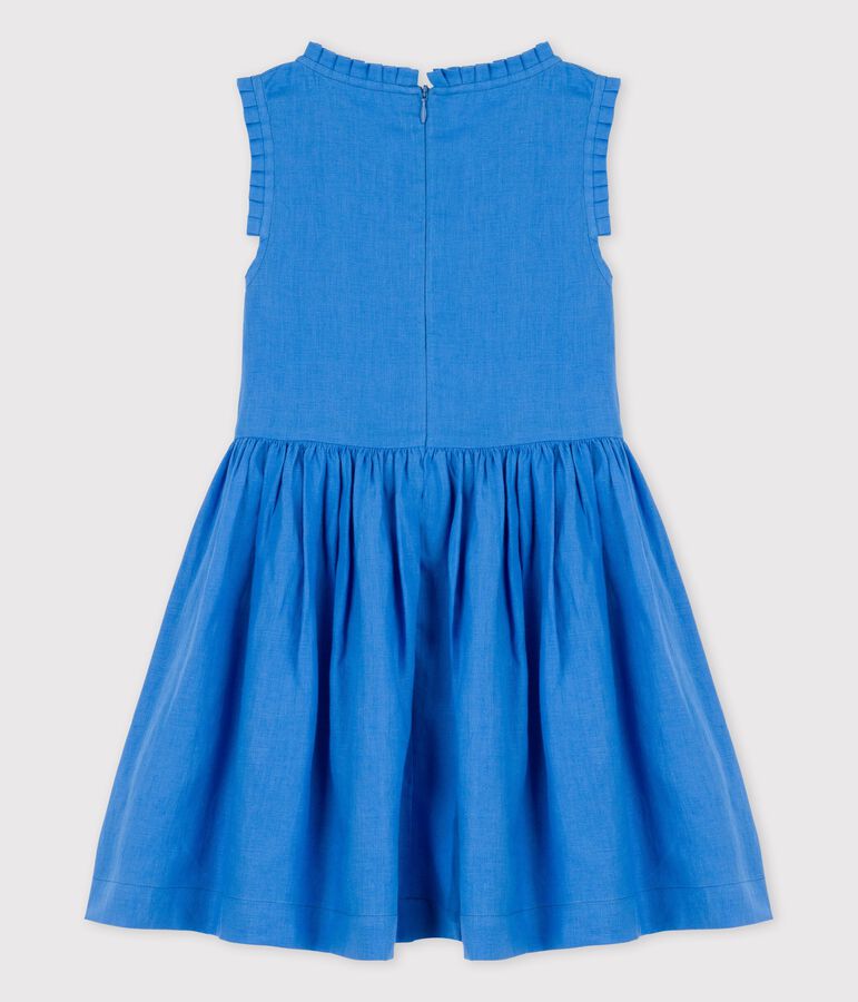 Robe sans manche en lin enfant fille bleu BRASIER