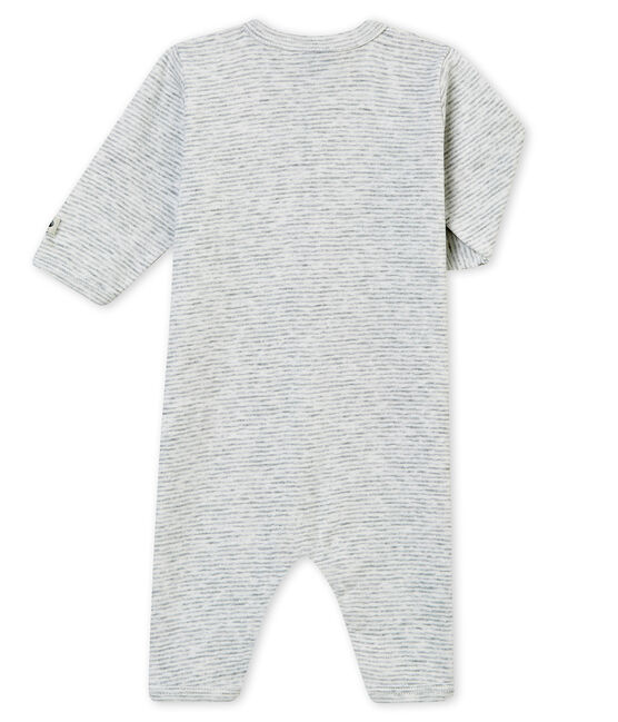 Pyjama zonder voetjes voor babyjongens grijs POUSSIERE/wit MARSHMALLOW