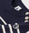 Meisjes/jongens pull van wol en katoen blauw SMOKING/wit MARSHMALLOW