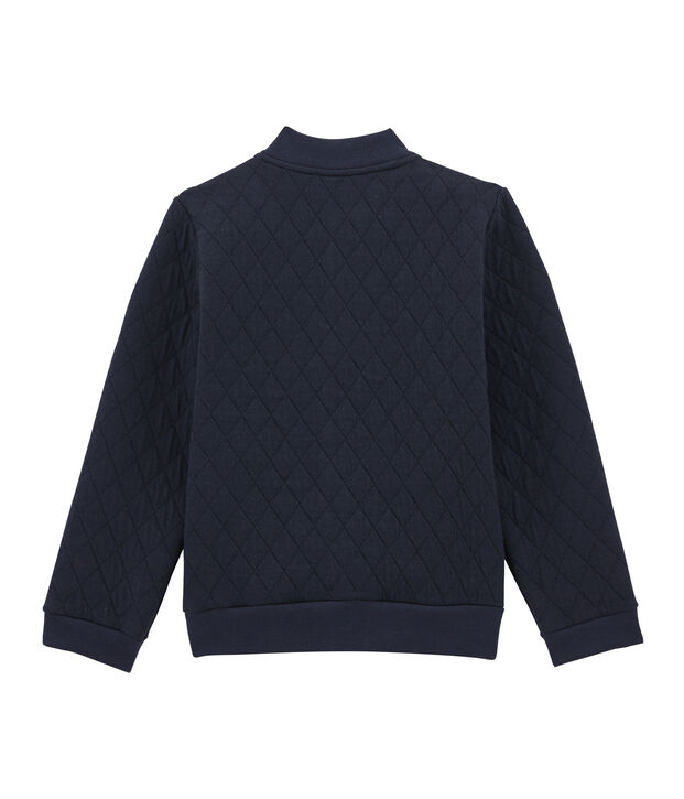 Meisjesvest in doorgestikte tubic blauw