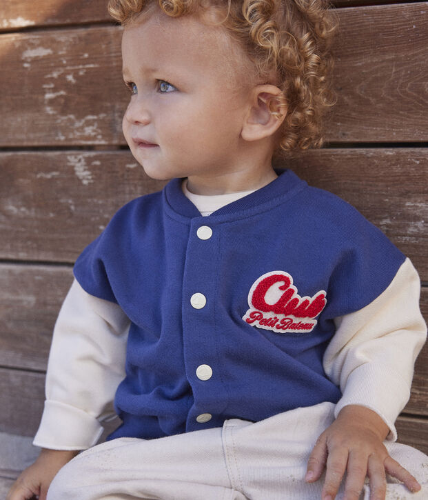 Teddy van molton voor baby's blauw/ecru