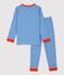 Pyjama à rayures milleraies petit garçon en coton bleu RUISSEAU/blanc MARSHMALLOW