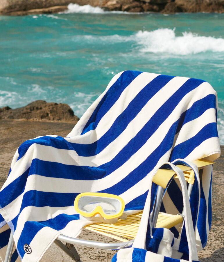 SERVIETTE DE PLAGE RAYEE EN BOUCLETTE EPONGE multicouleur