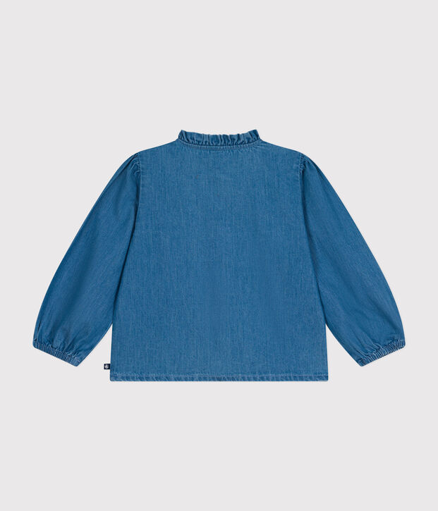 Spijkerbloesje met lange mouwen voor kinderen blauw