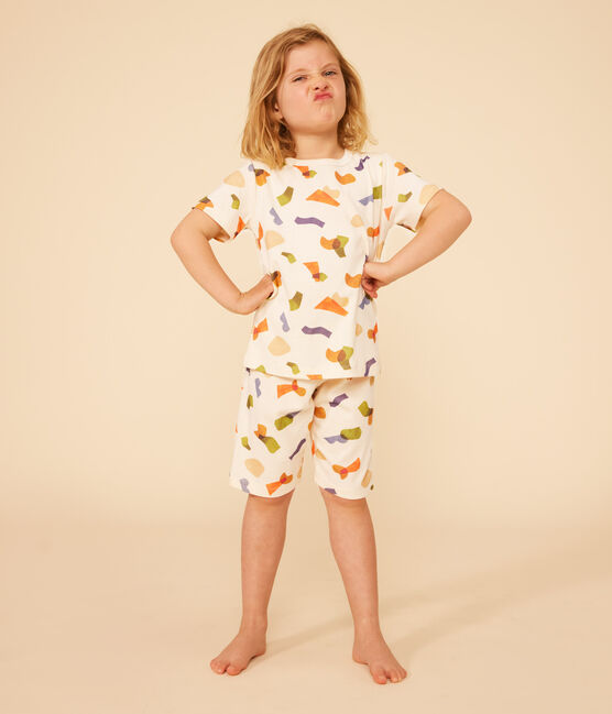 Pyjama short imprimé en coton enfant blanc AVALANCHE/ MULTICO