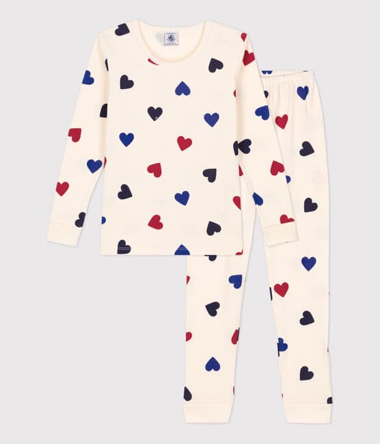 Pyjama ajusté coeurs en Coton petite fille - Petit Bateau
