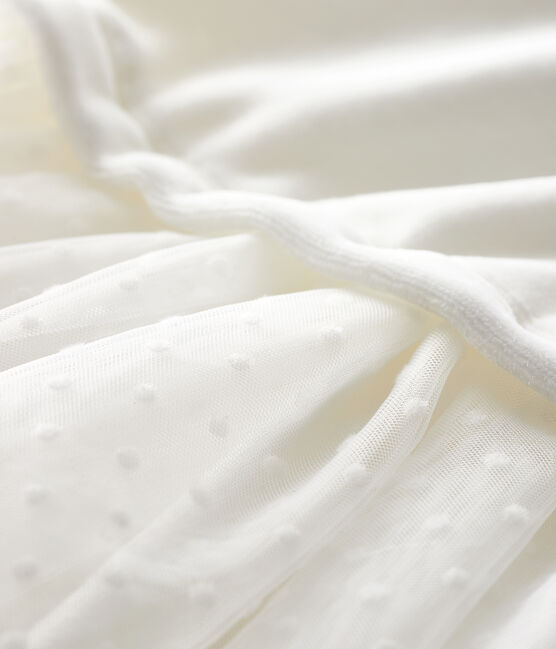 Jurk met lange mouwen babymeisje wit MARSHMALLOW