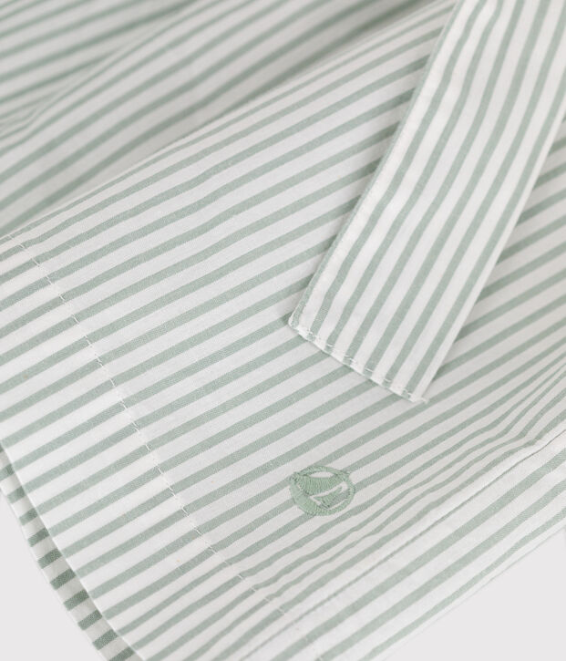 Katoenen kinderrok met strepen groen/wit