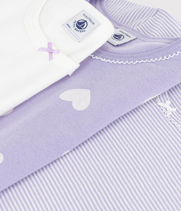 Setje met katoenen T-shirts met korte mouw en hartjesprint voor kinderen multicouleur