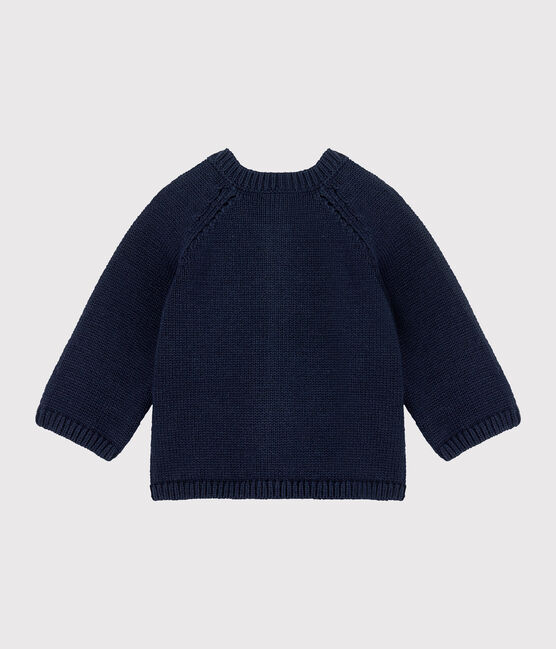Cardigan babymeisje van tricot wol en katoen blauw SMOKING/wit MULTICO
